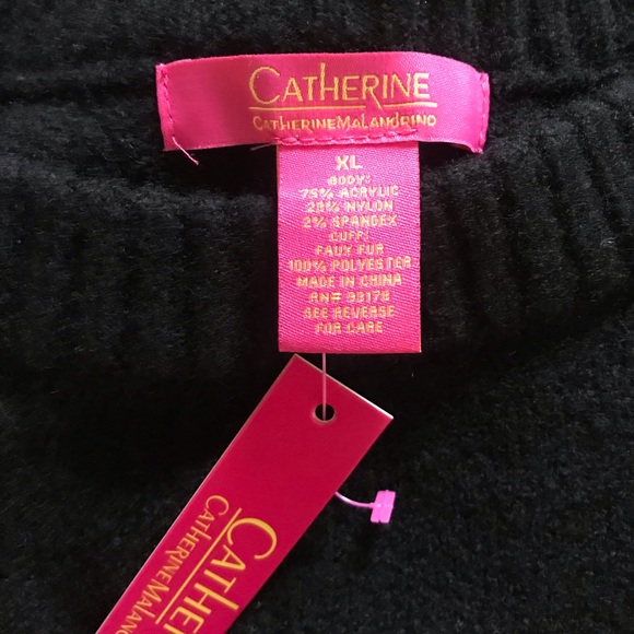 NEW Catherine Malandrino Faux Fur Black Sweater XL - Picture 6 of 7